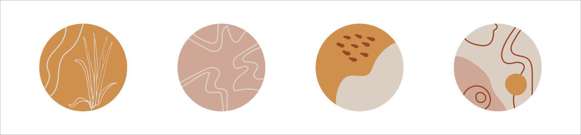 Highlights cover icon set for social media stories. Abstract set in circle with shapes and flowers. vector