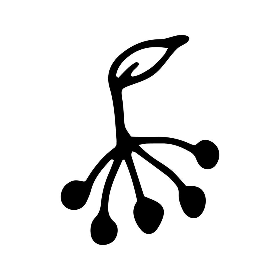 Single hand drawn branch of berries for winter and autumn decoration. Doodle illustration. Isolated on white background vector