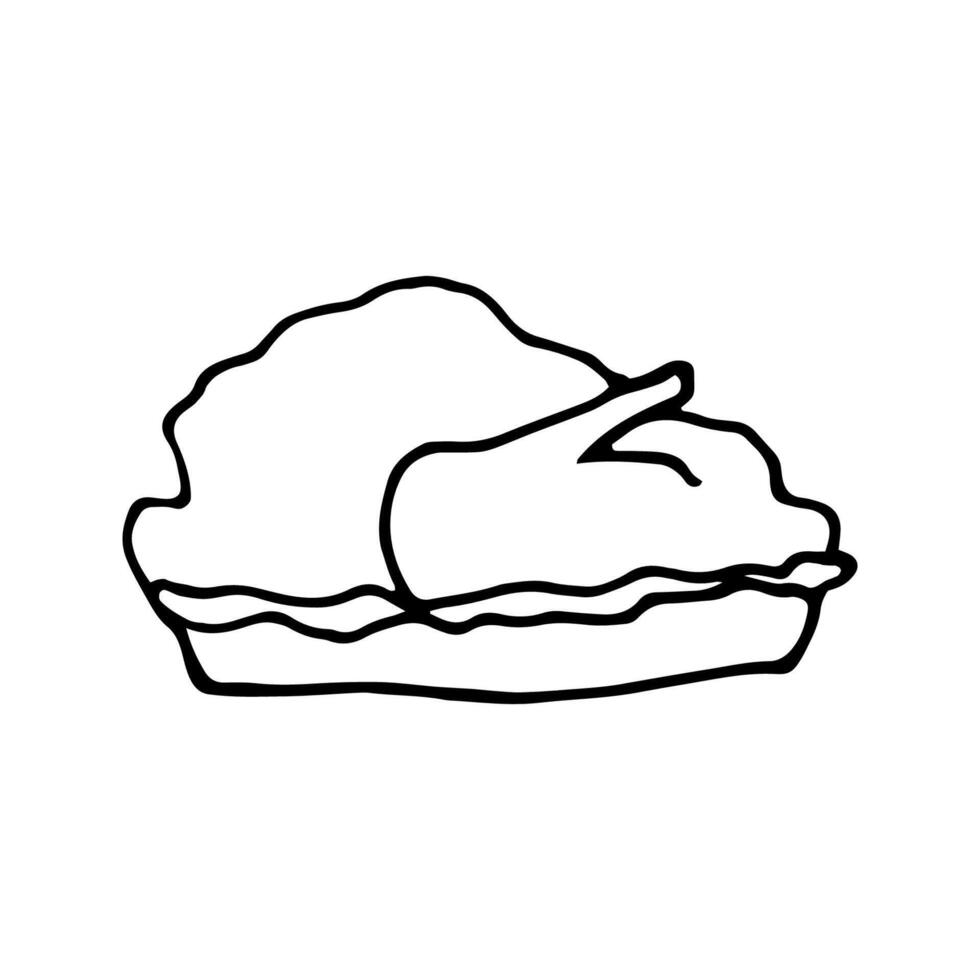 Hand drawn of turkey, chicken. For greeting cards and seasonal Thanksgiving design menu. Doodle illustration isolated on white background. vector