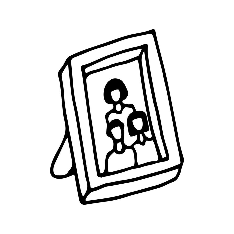 Hand drawn of family photo frame. For greeting cards and seasonal thanksgiving design. Doodle illustration isolated on white background. vector