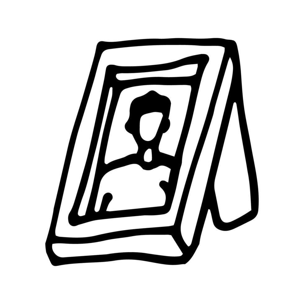 Hand drawn of family photo frame. For greeting cards and seasonal thanksgiving design. Doodle illustration isolated on white background. vector