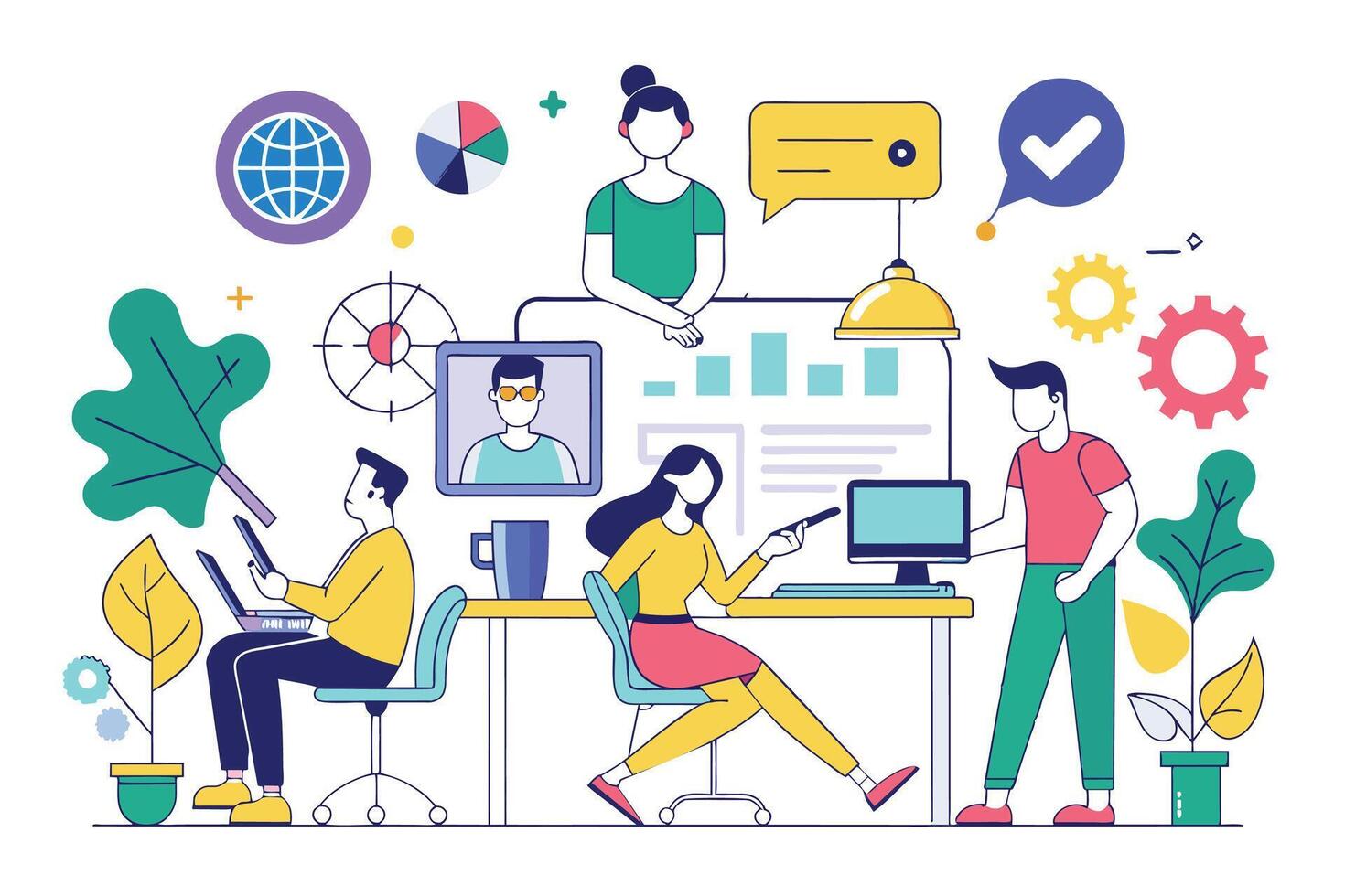 A diverse team collaborating on a project