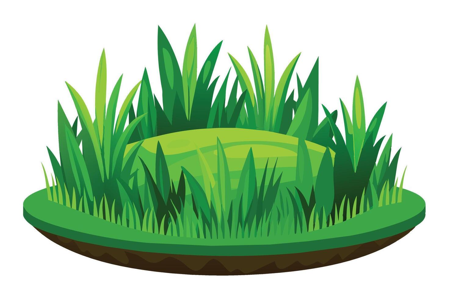 A vibrant illustration depicting a patch of lush green grass with a rounded hill, isolated against a white background. vector