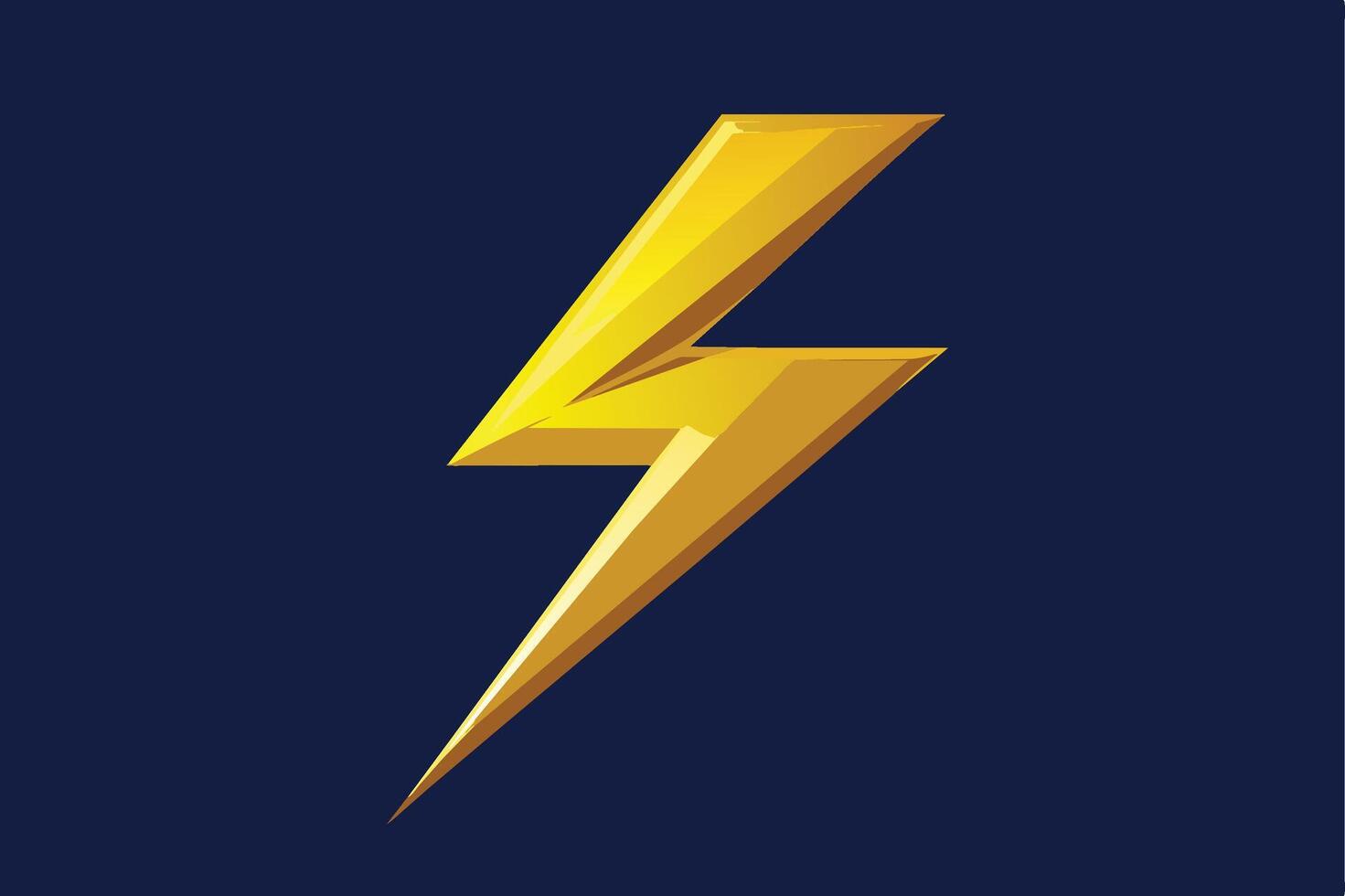 A digital illustration of a golden lightning bolt icon on a blue background. The lightning bolt is angled to the right and is depicted in a 3D style. vector