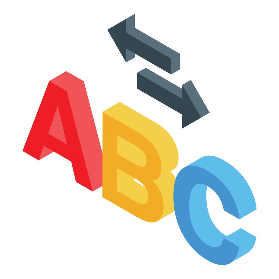 Language exchange concept with abc cubes and switching arrows vector