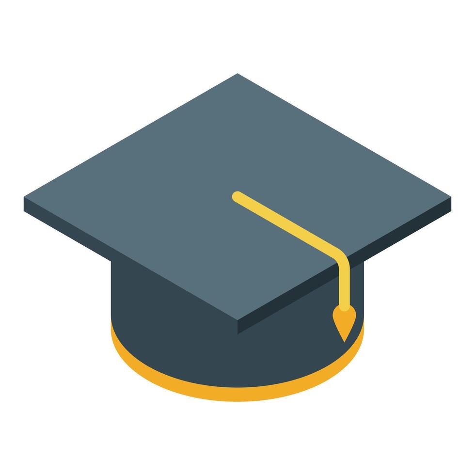 Graduation ceremony symbol, isometric view of a graduation cap representing academic achievement vector