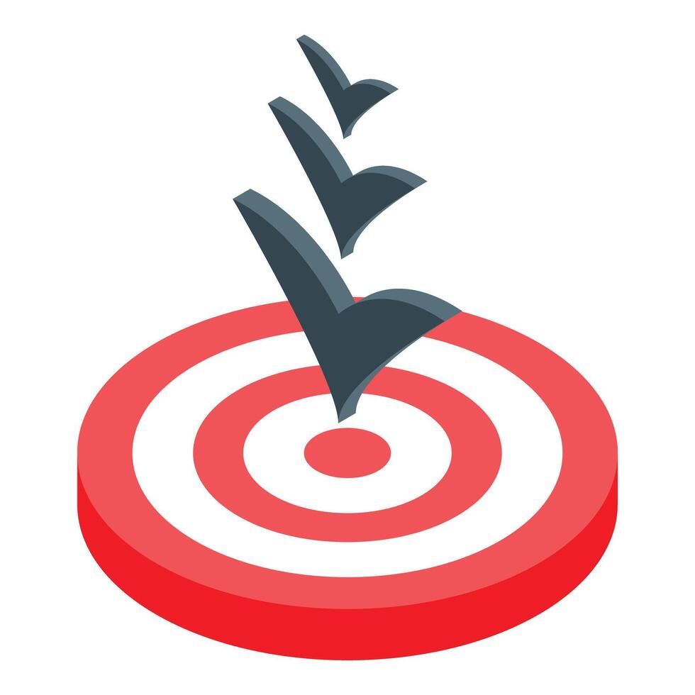 Check marks hitting center of target achieving business goals vector