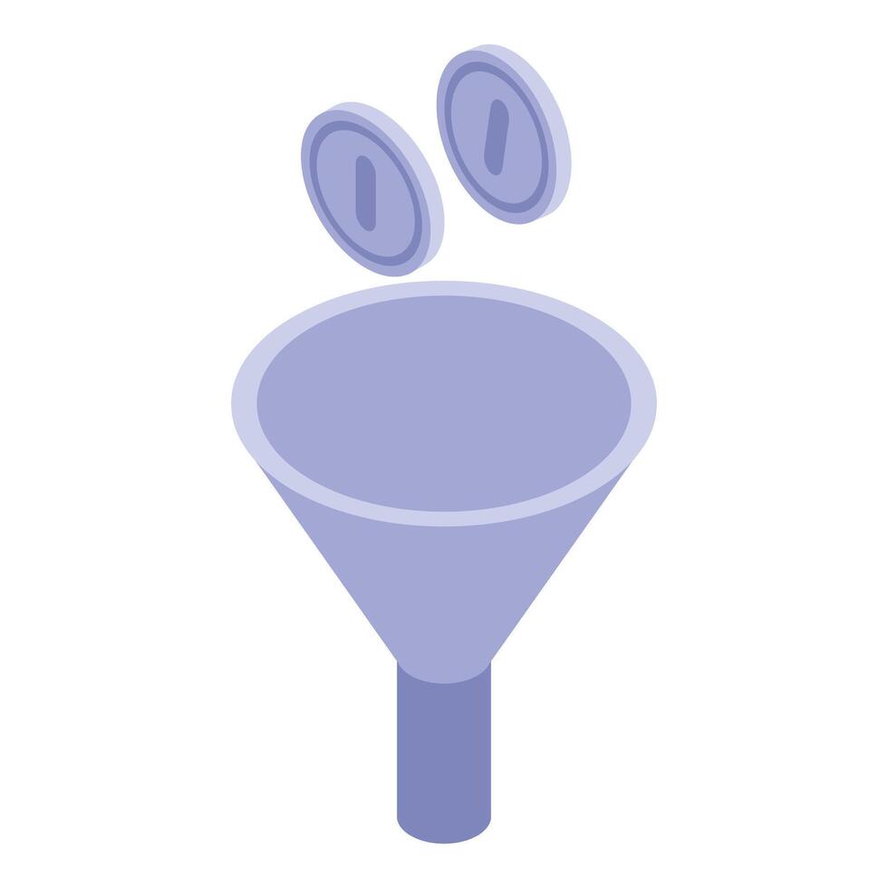 Sales funnel converting coins into profit isometric illustration vector