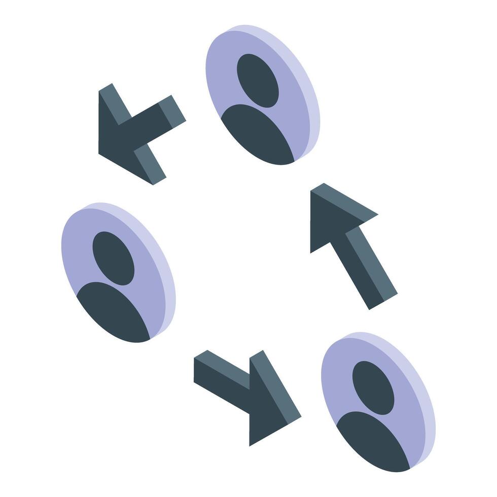 Workflow management with business people connecting and interacting isometrically vector
