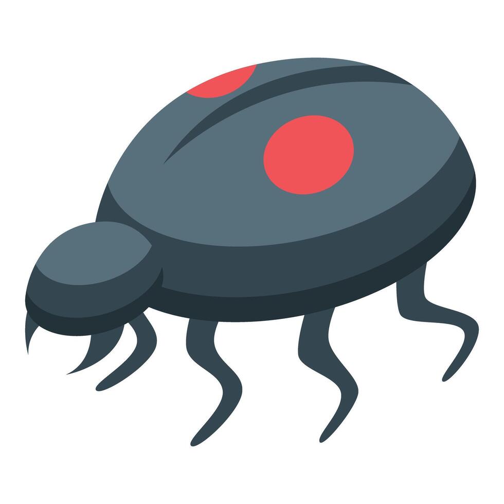 Black ladybug crawling on six legs with red spots vector