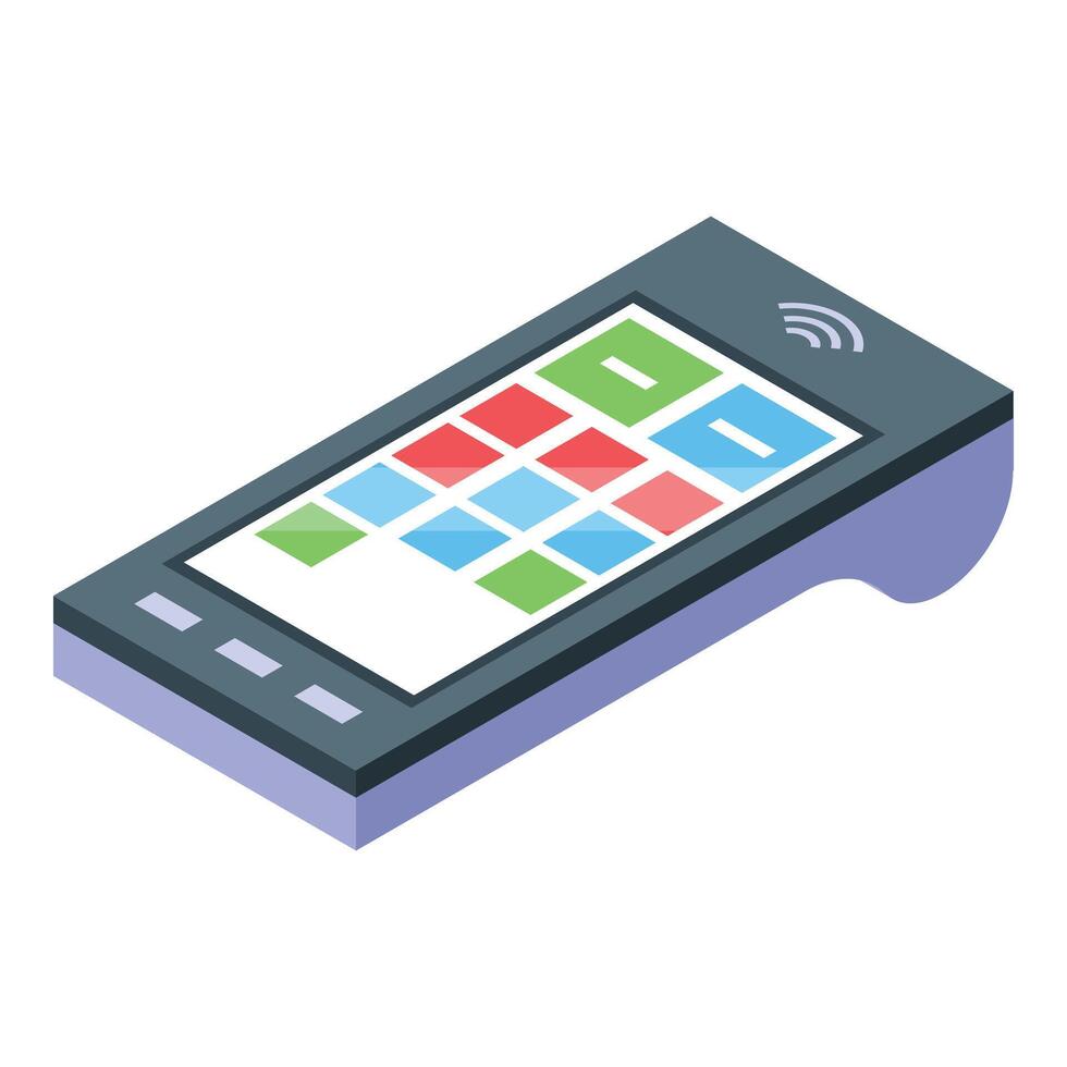 Modern electronic payment terminal accepting contactless payment vector