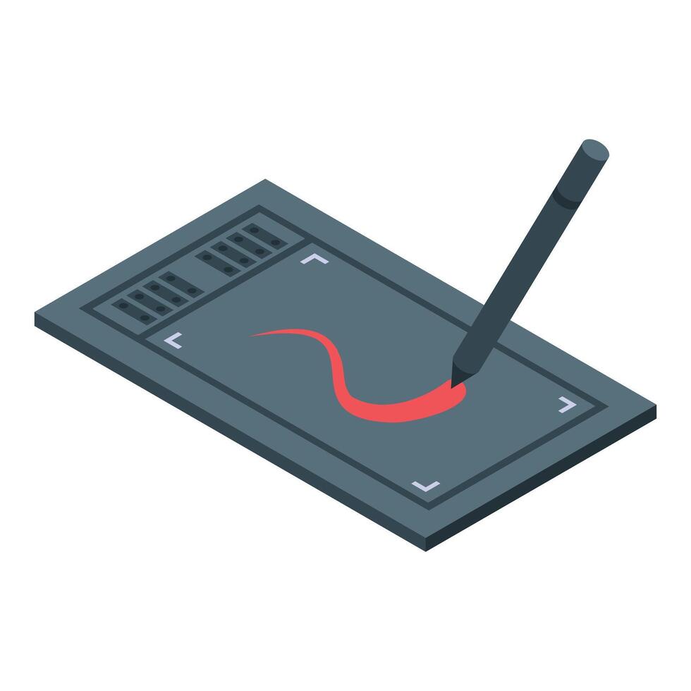 Designer using drawing tablet creating digital illustration vector