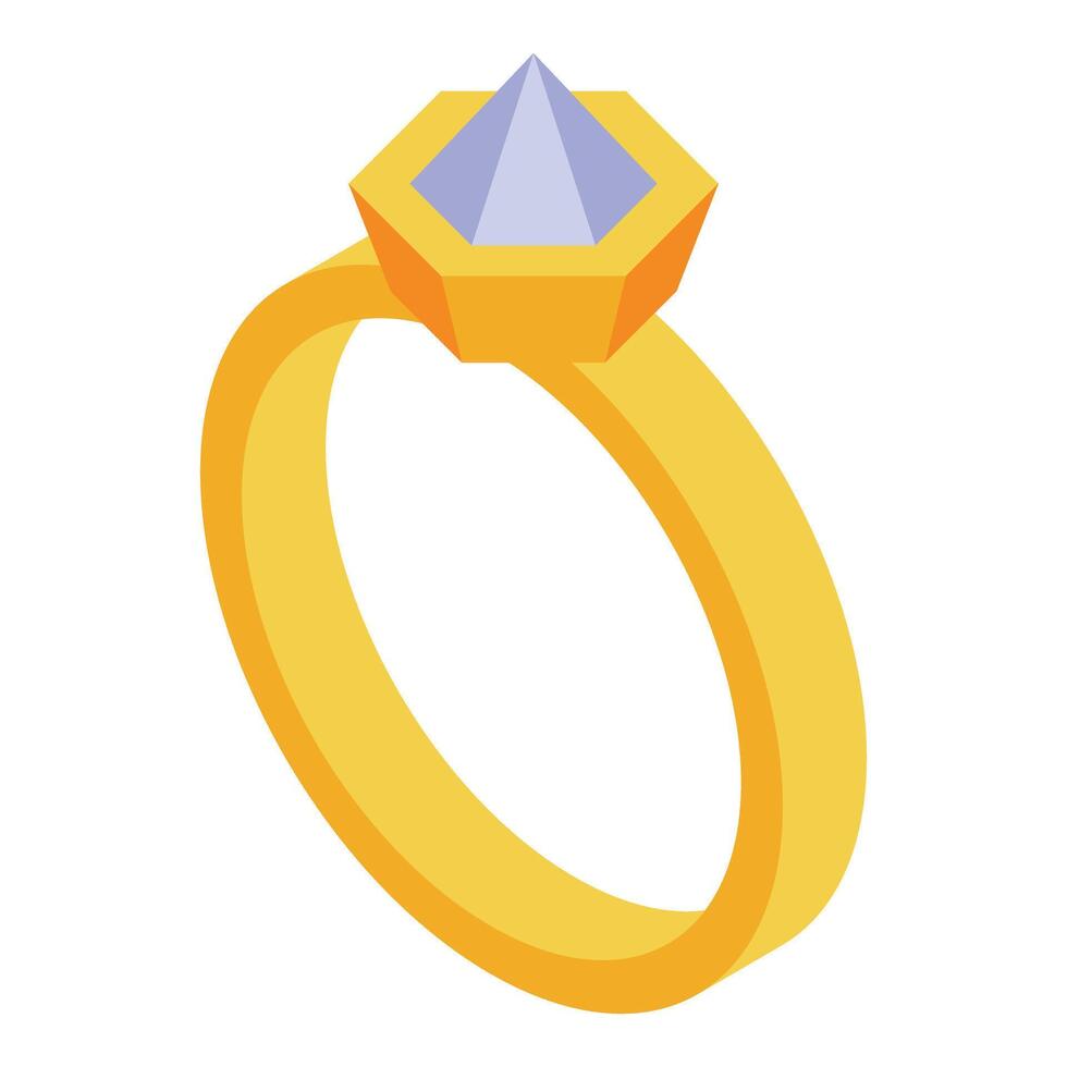 Golden ring holding large faceted diamond showing luxury and wealth vector