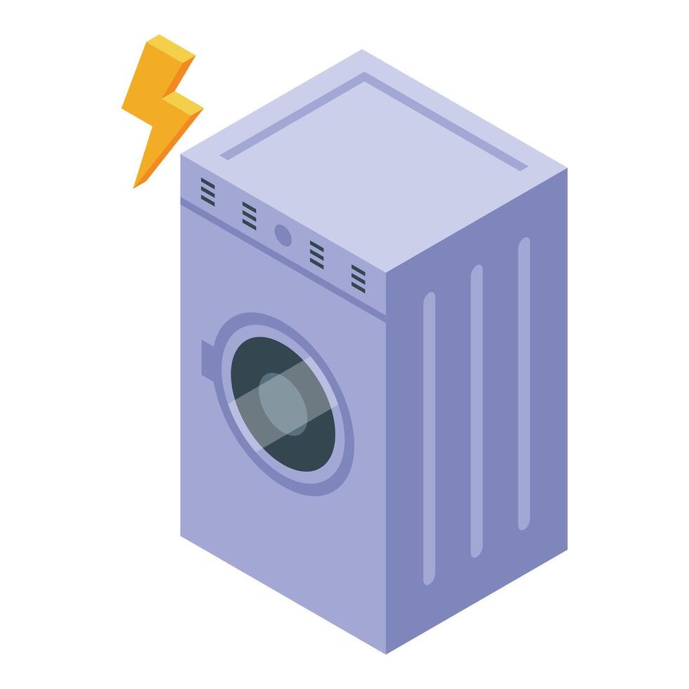 Washing machine consuming electricity depicted with lightning bolt vector