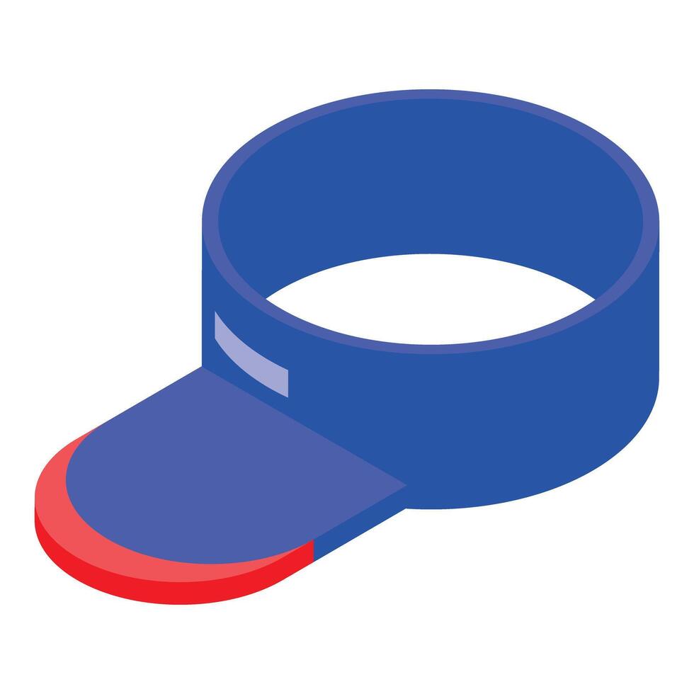 Blue delivery service cap with red peak isometric view vector