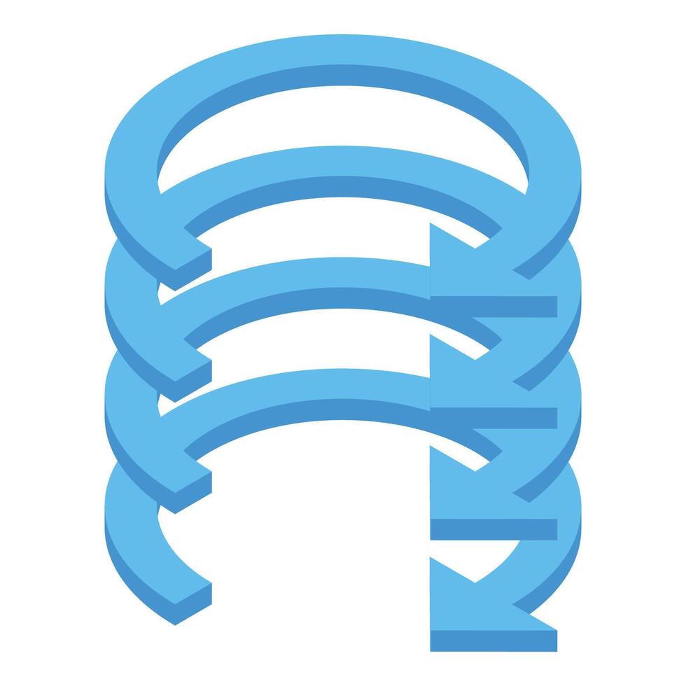 Blue circular arrows forming upward spiral pattern vector