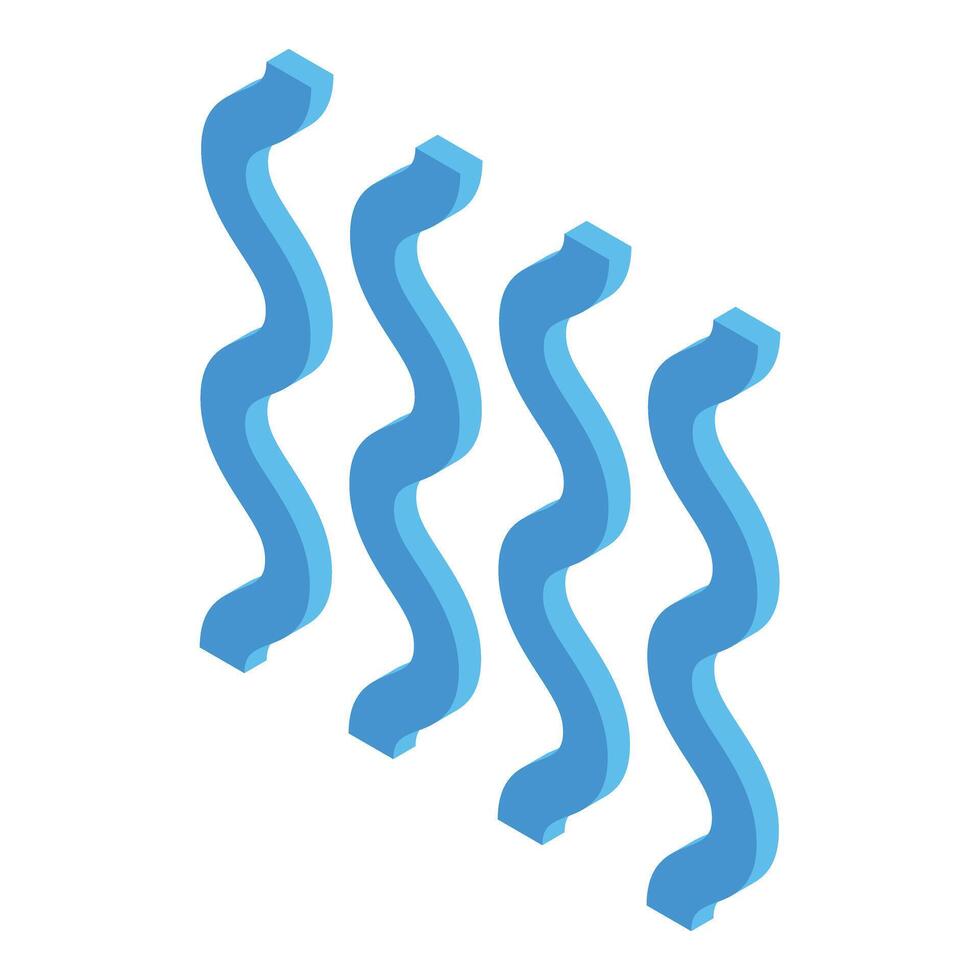 Four blue wavy shapes ascending isometrically representing growth vector