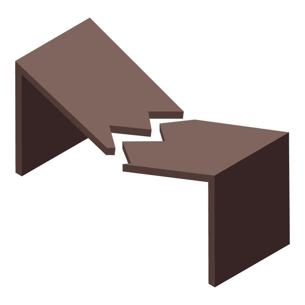 Broken wooden board showing earthquake damage illustration vector