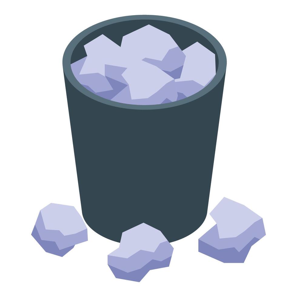 Office trashcan overflowing with crumpled paper balls vector