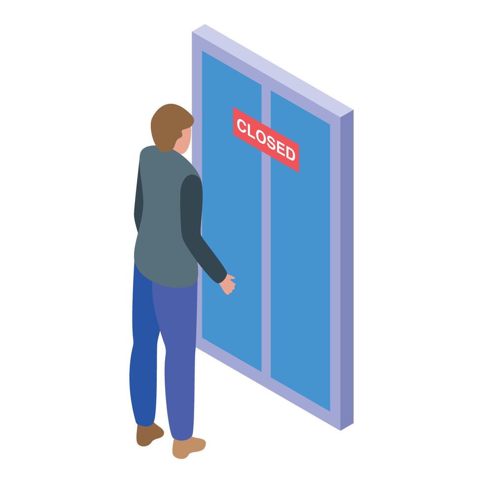 Businessman finding closed door representing business failure vector