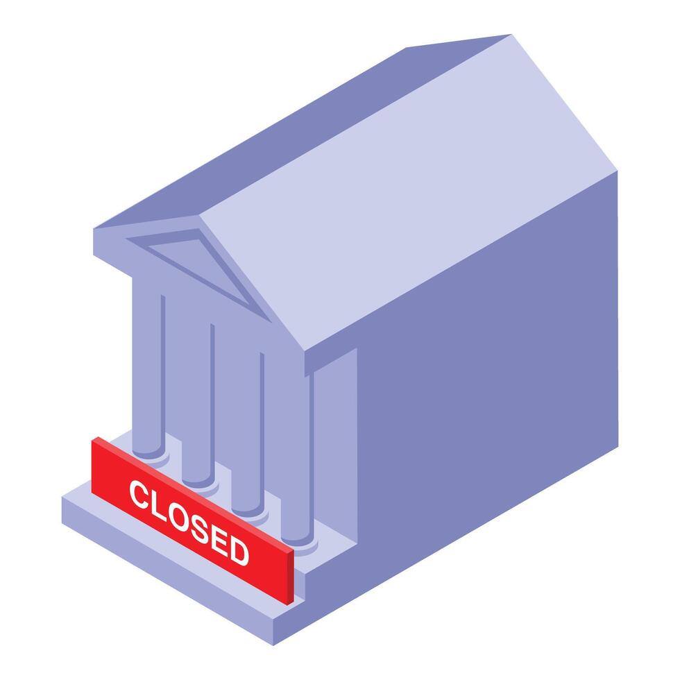 Bank being closed with sign on door during quarantine vector