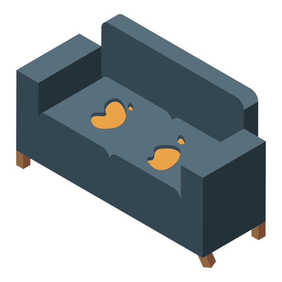 Dirty sofa showing stains from food and drink spills vector