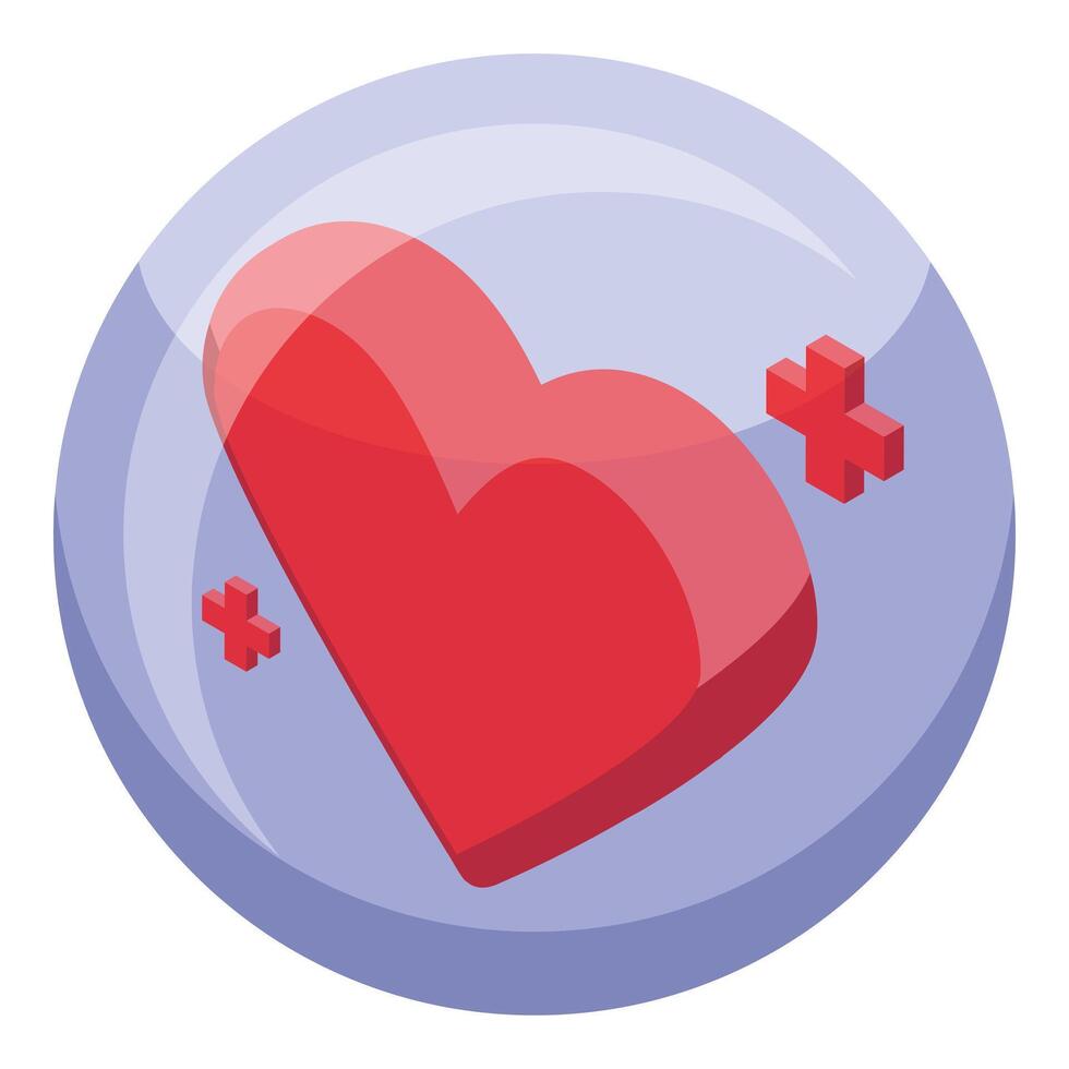 Red heart increasing popularity with plus signs in a bubble vector