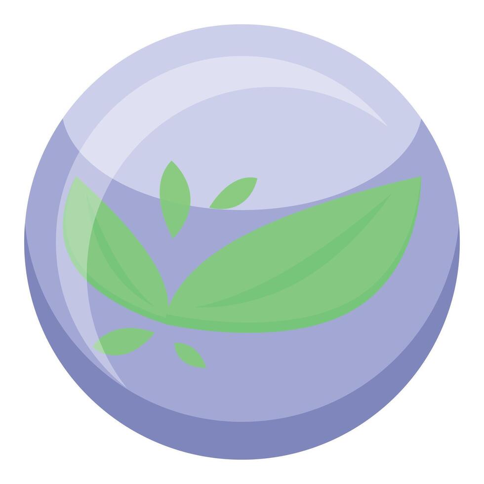 Green leaf symbol inside purple circle representing natural product vector