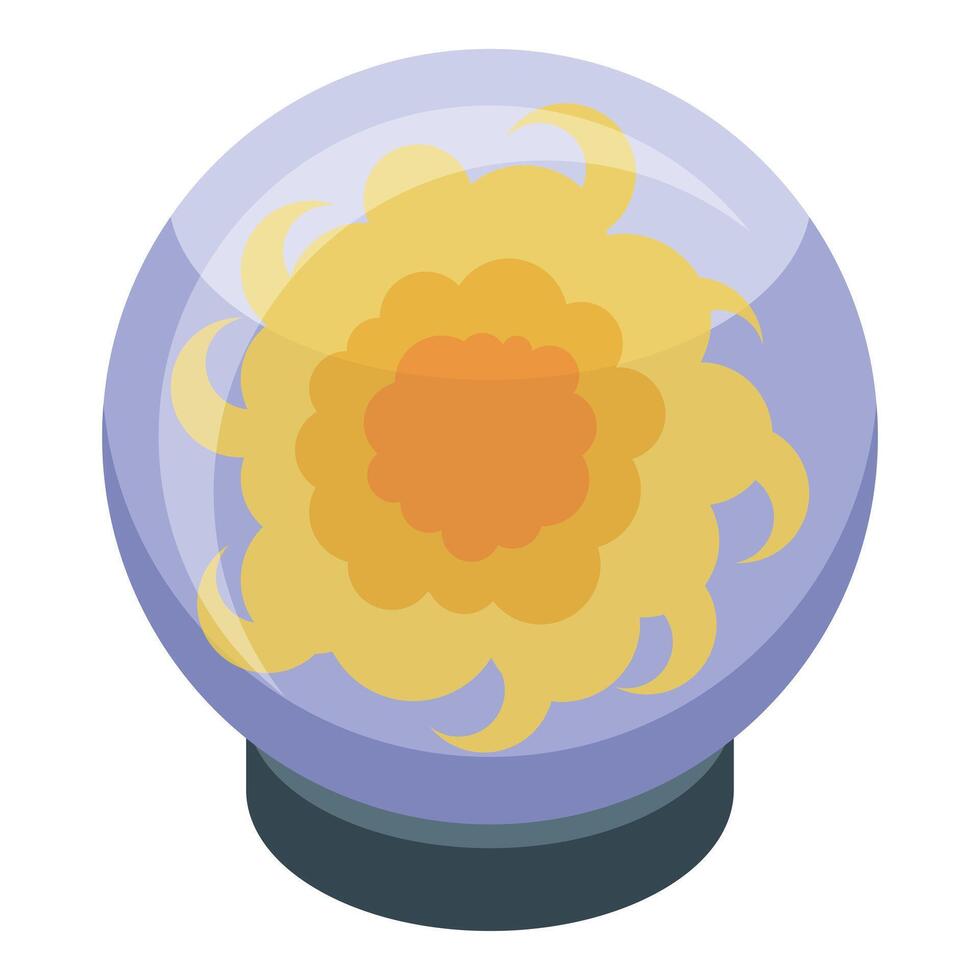 Magic ball showing future with sun inside glowing on stand vector