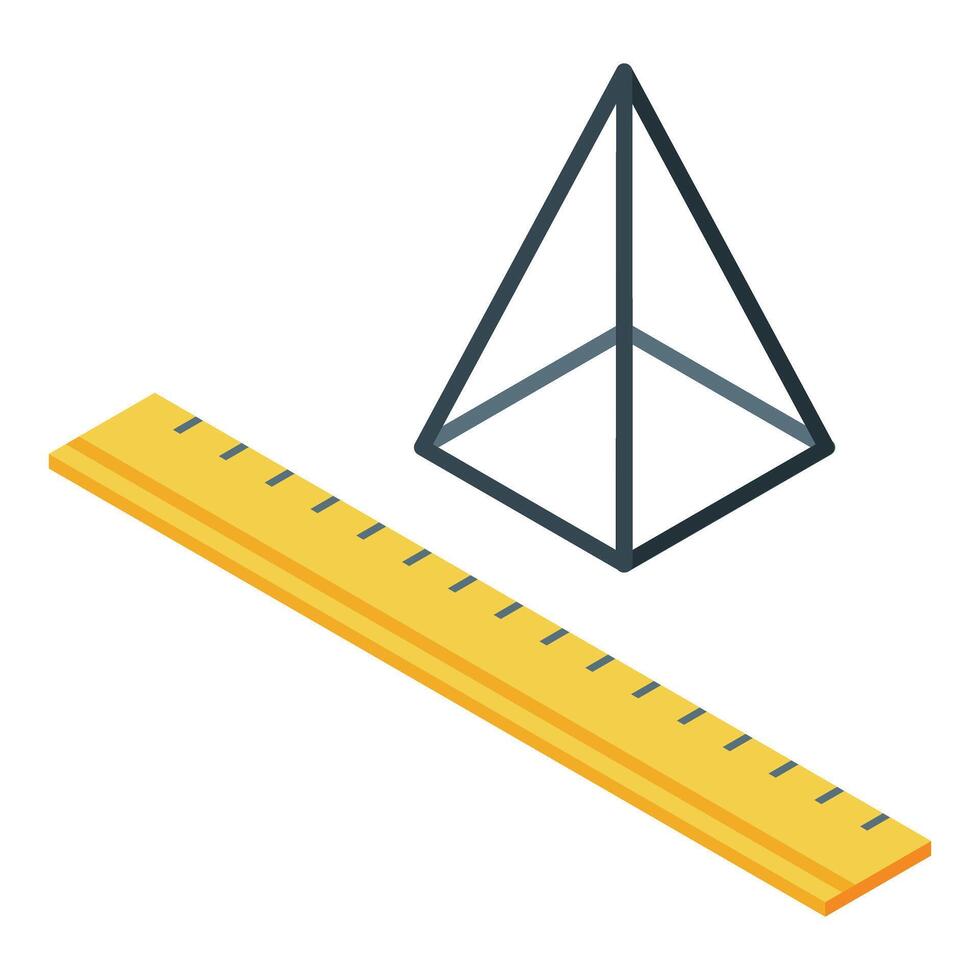 Wooden ruler measuring a triangular pyramid shape vector