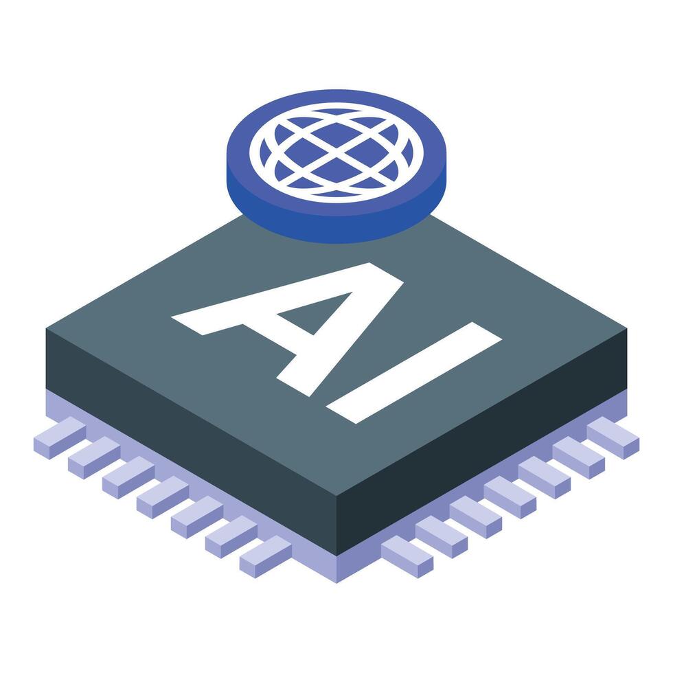 Global artificial intelligence chip connecting the world vector
