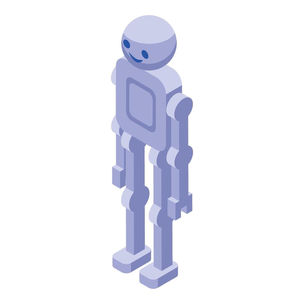 Cute smiling robot standing with arms at its sides vector