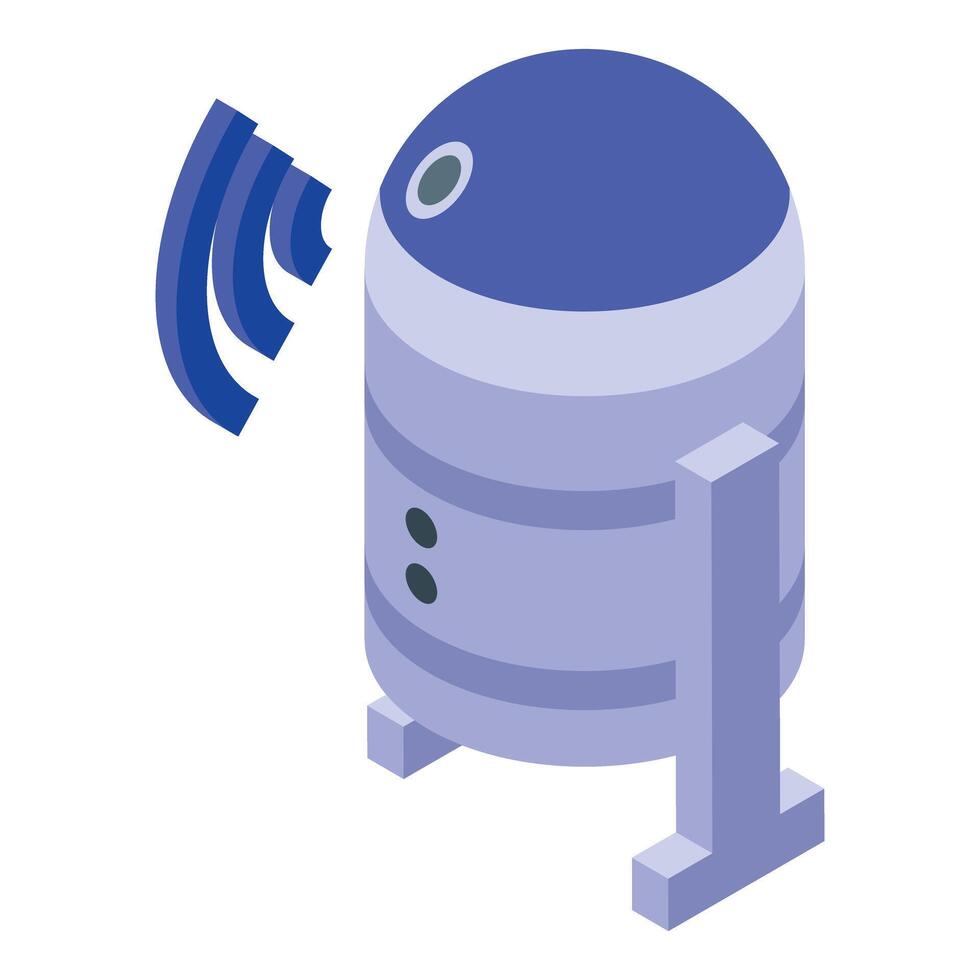 Smart speaker receiving wireless signal in isometric view vector