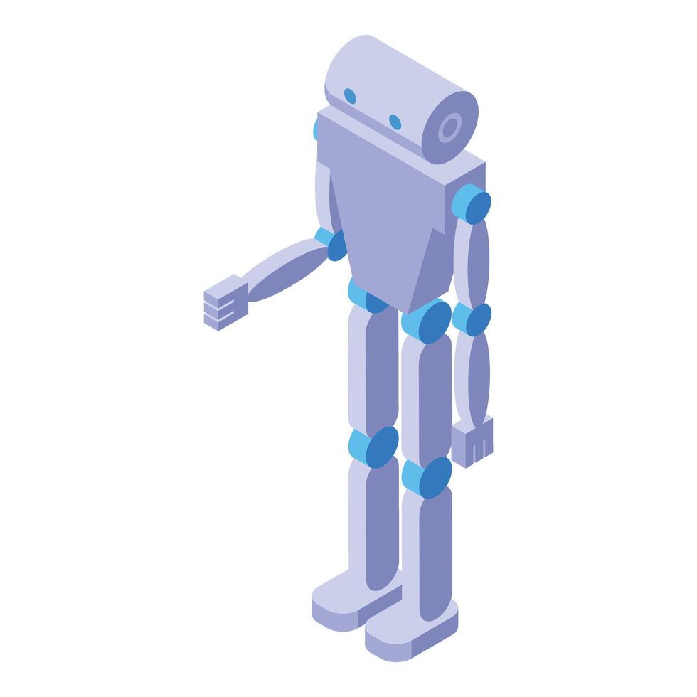 White robot standing and raising one hand vector