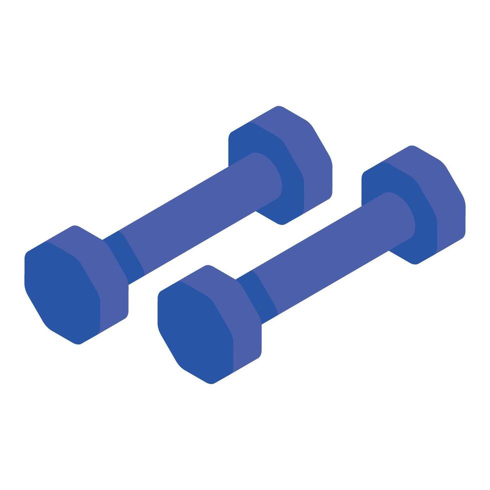 Pair of blue dumbbells lying on white background vector