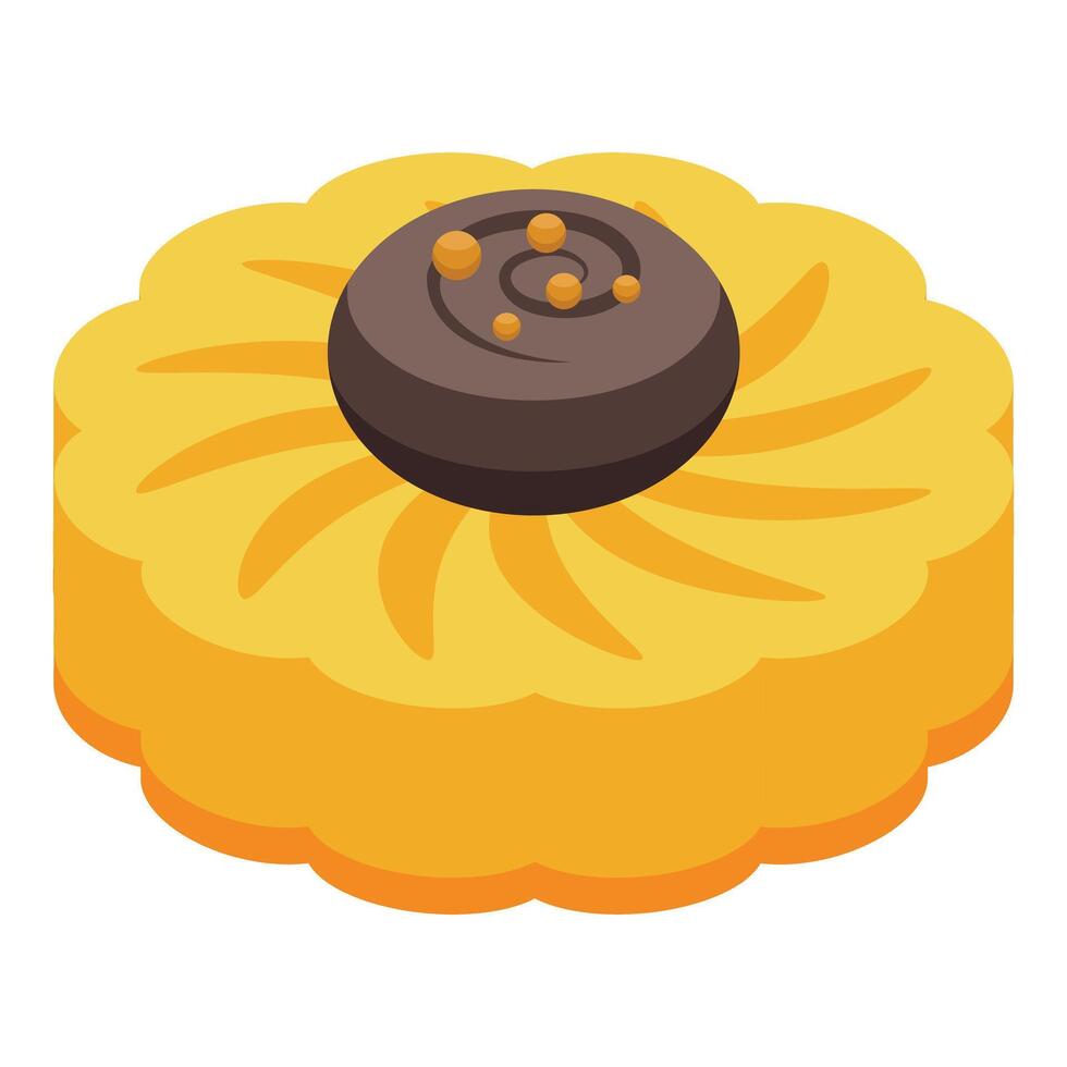 Round cookie decorated with chocolate and sprinkles vector