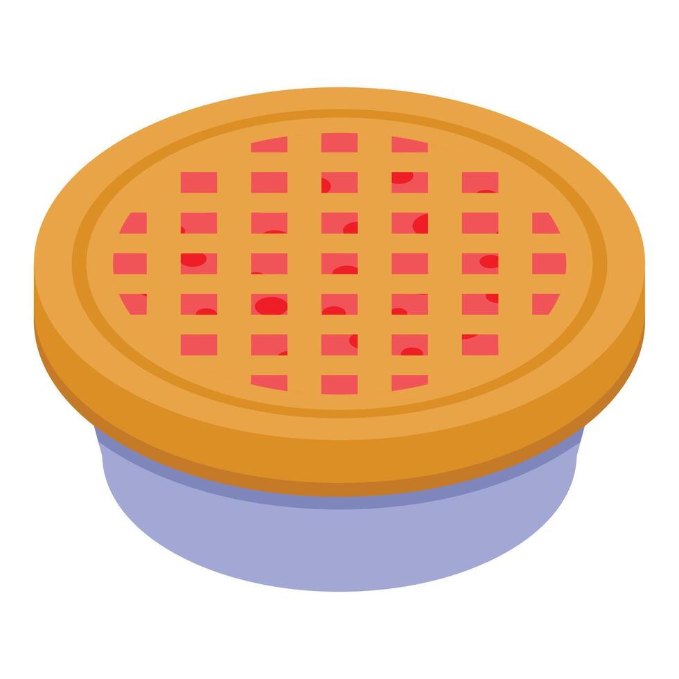 Freshly baked cherry pie in a plastic container vector