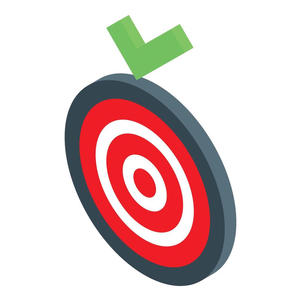 Green check mark hovering over red target on white background vector