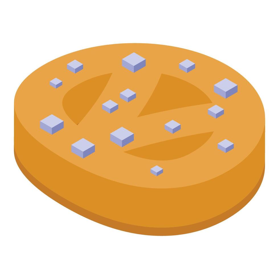 Round cookie decorated with sugar cubes isometric view vector