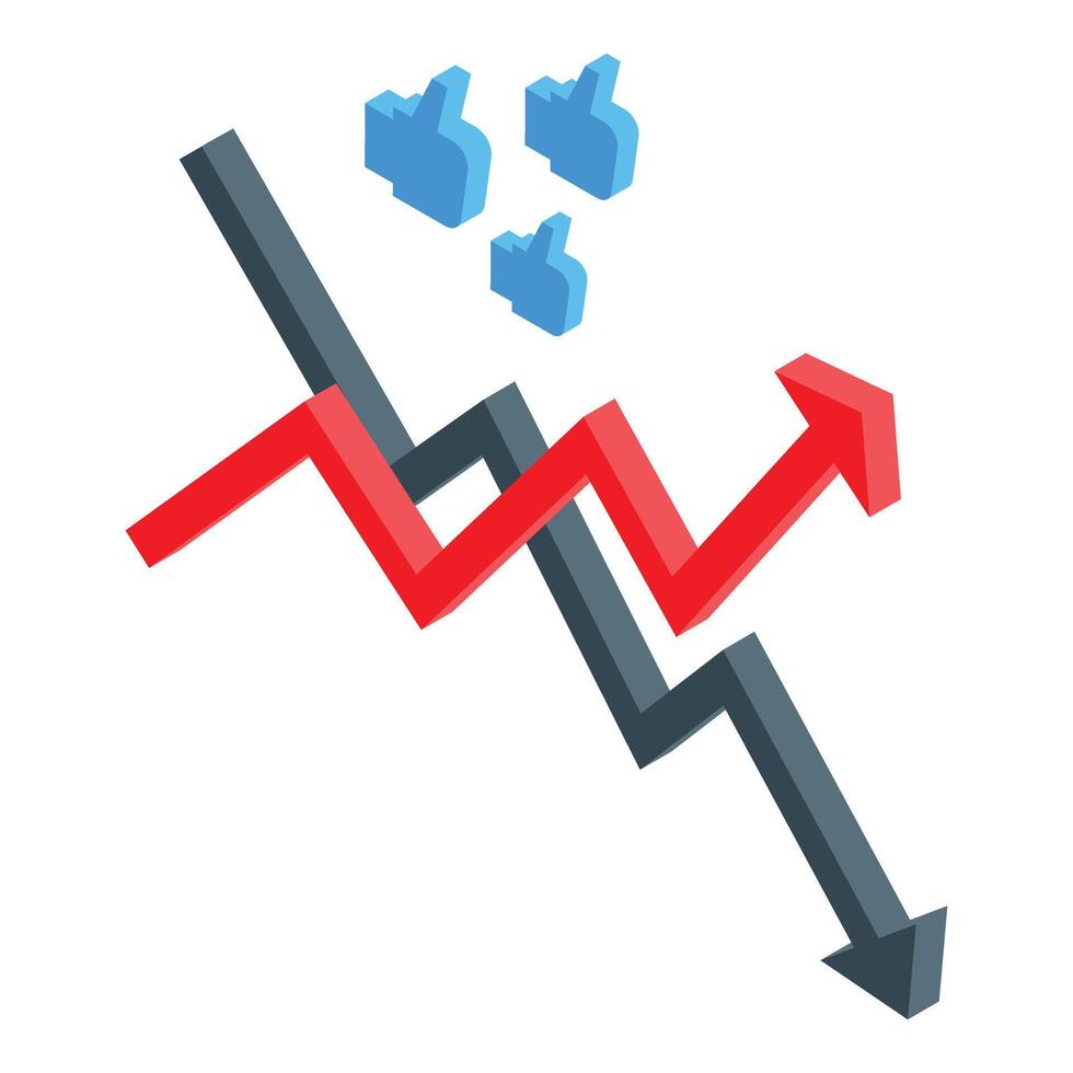 Social media marketing campaign failing with negative trend graph vector