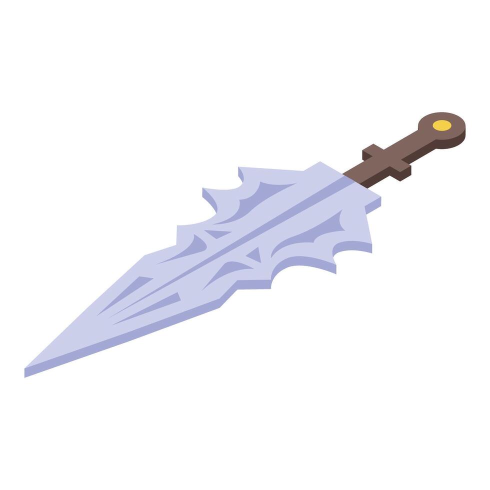 Fantasy sword laying down with jagged blade isometric view vector