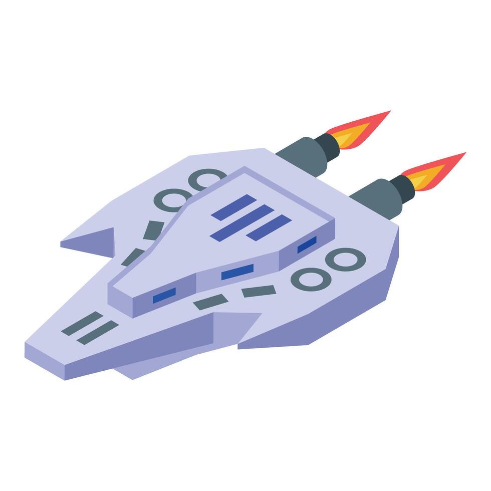 Modern spaceship flying in space with burning engines vector