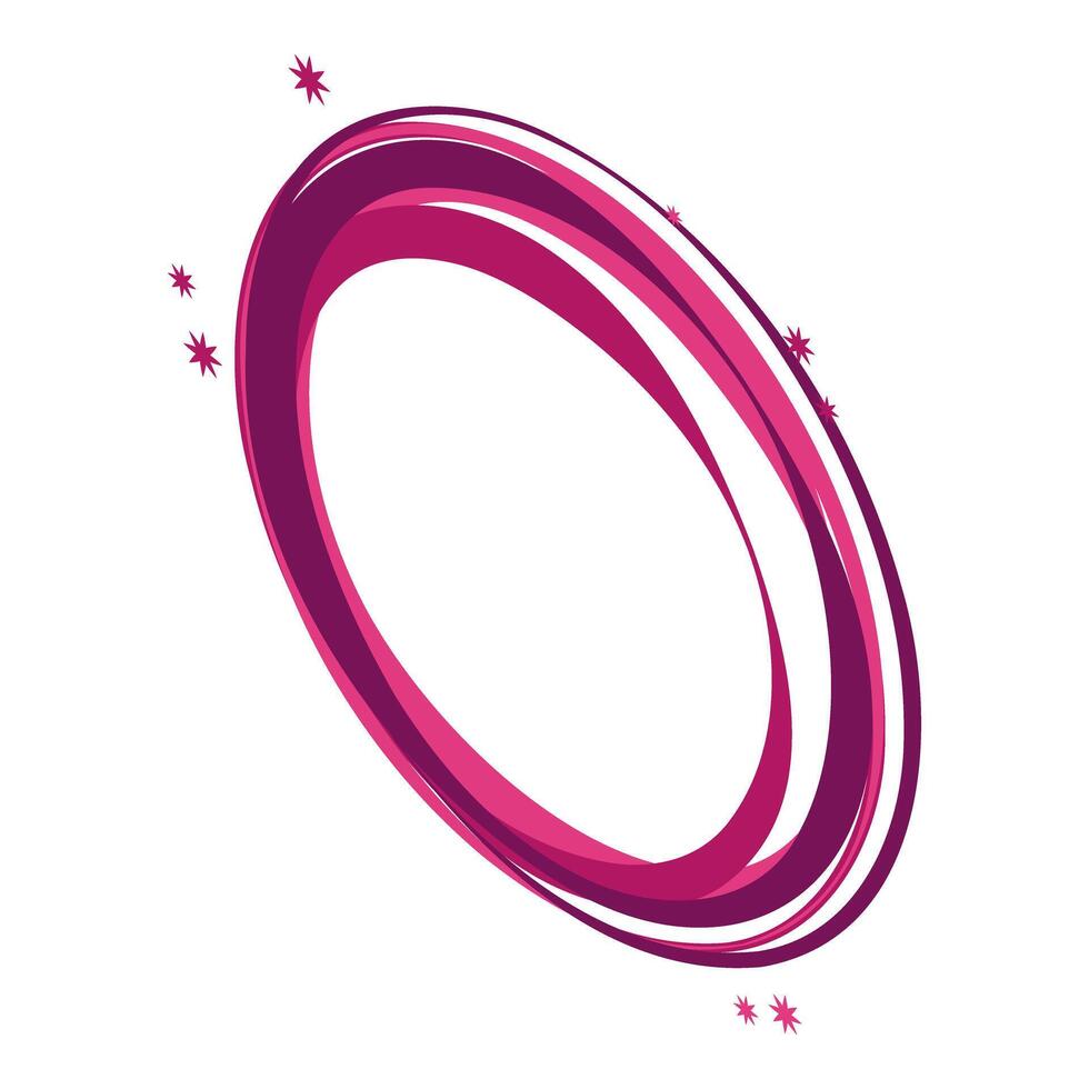 Pink oval shape swirling with stars surrounding it vector