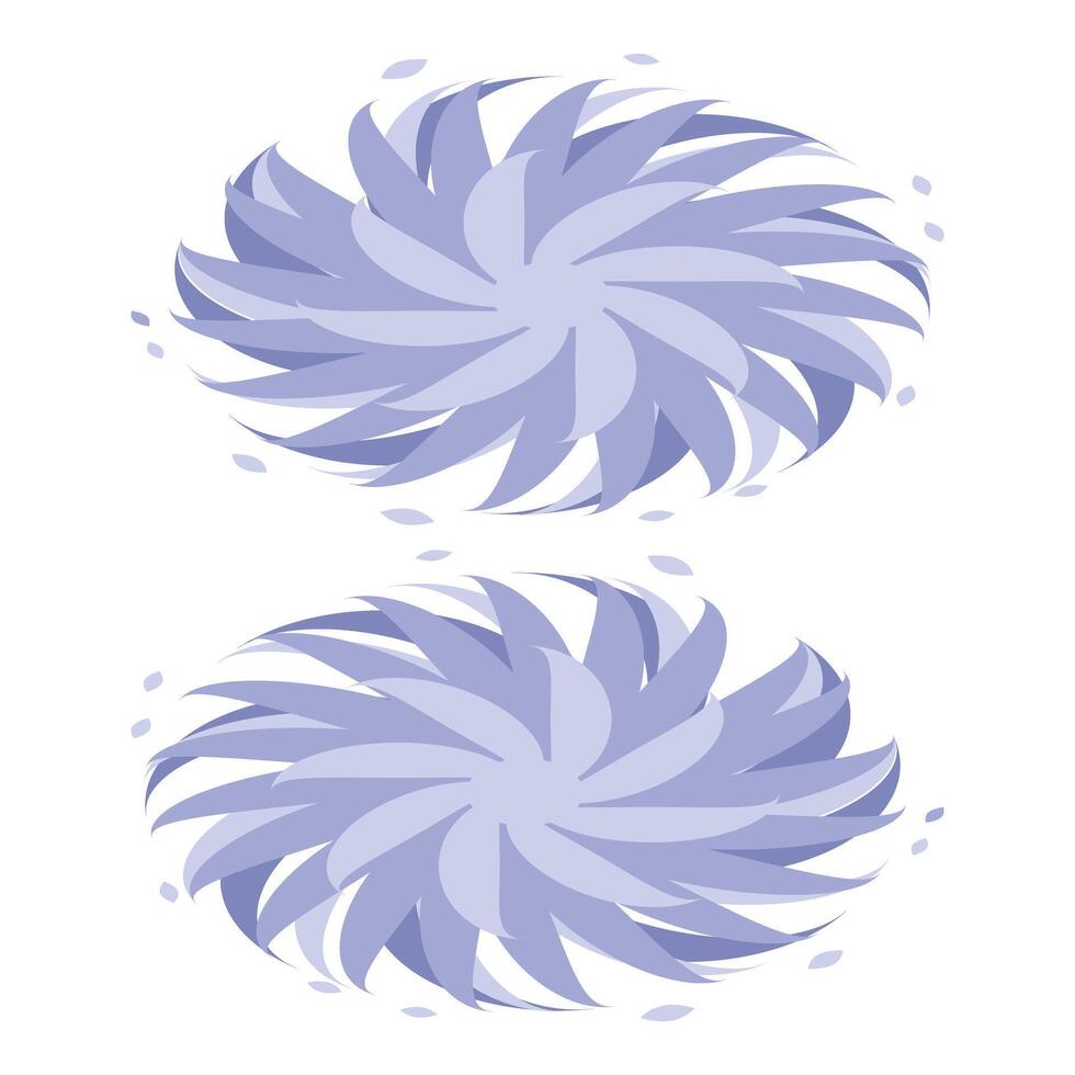 Two abstract blue flowers blooming with swirling petals vector
