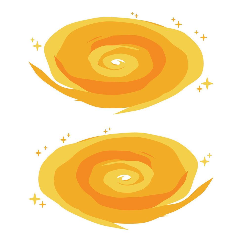 Two bright yellow spirals rotating with stars surrounding them vector