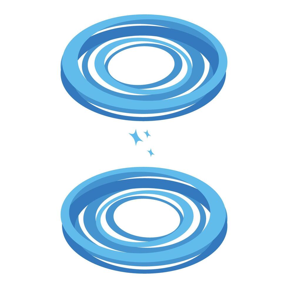 Blue concentric circles creating an abstract portal effect vector