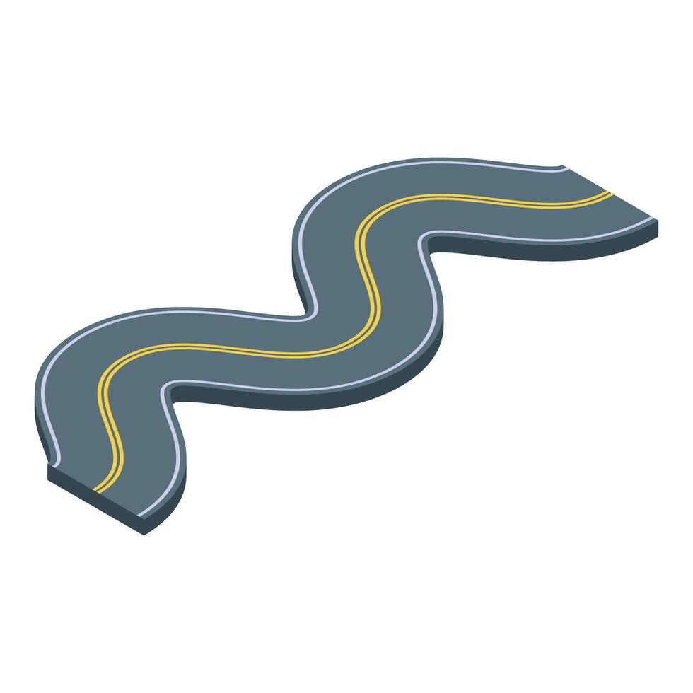Winding road isometric illustration showing journey concept vector