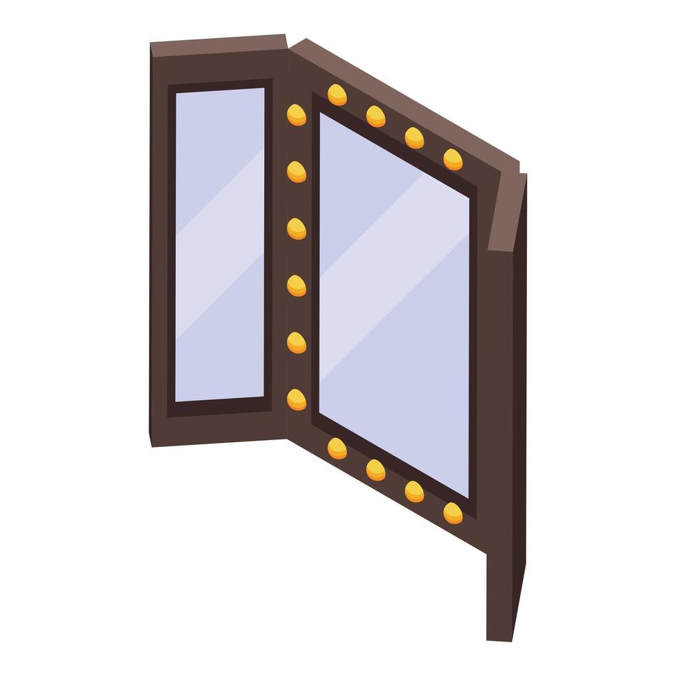 Makeup mirror with light bulbs standing on the floor vector
