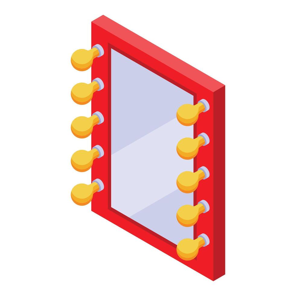 Makeup mirror with light bulbs for applying makeup isometric icon vector