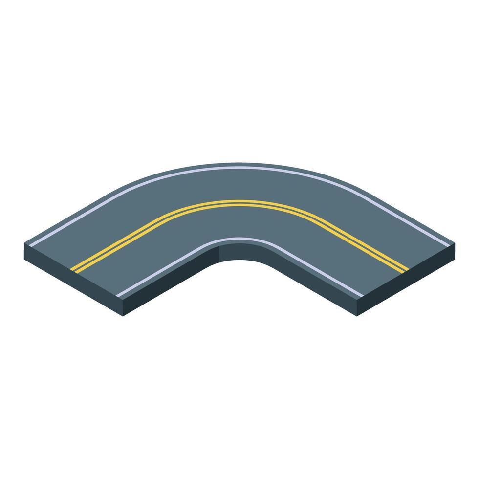 Isometric road turning right with markings vector